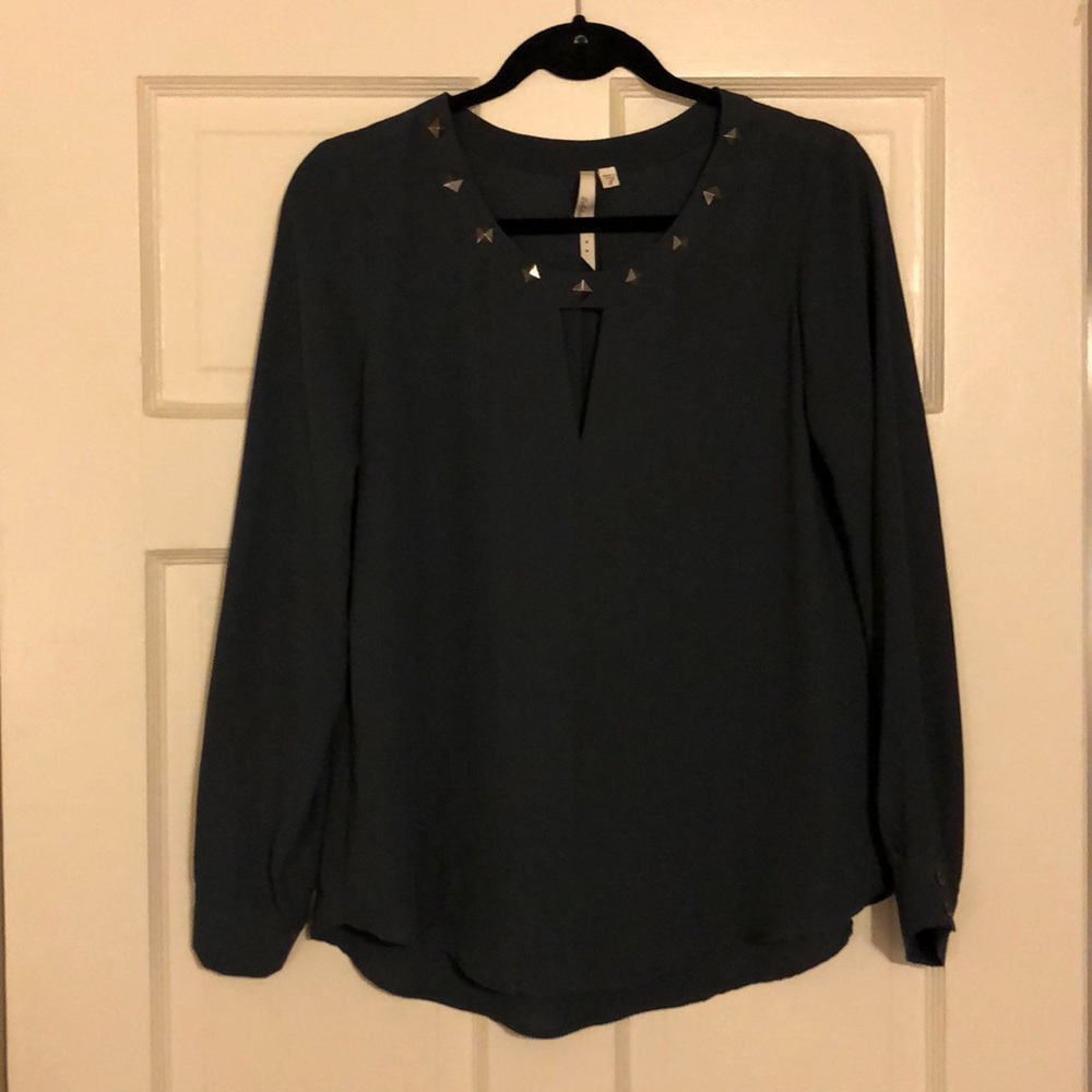 Charcoal blouse with studded detail